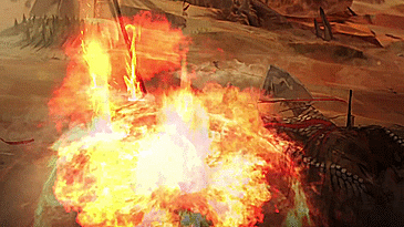 Ein Gif von Sarkhan Vol, umgeben von Flammen.